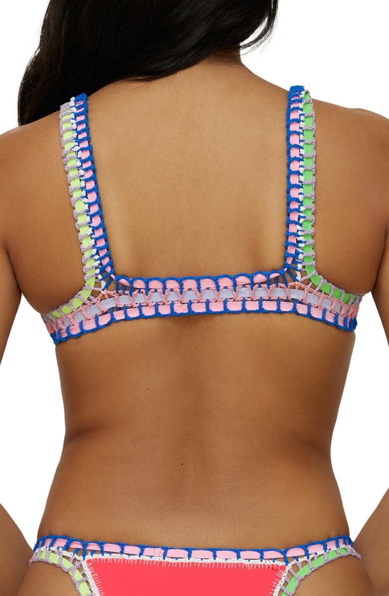 PQ SWIM Colorful Whipstitch Trim Triangle Bikini Top, Alternate, color, Red