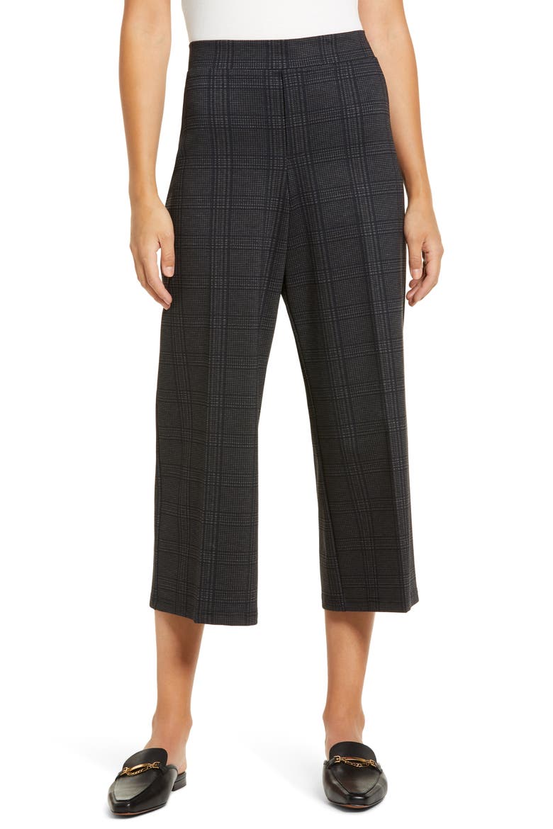 High Waist Crop Wide Leg Pants (Nordstrom Exclusive), Main, color, BLACK GREY