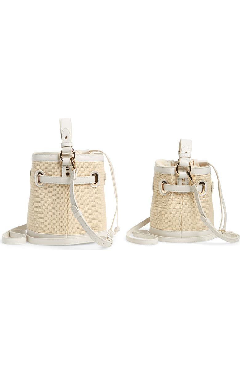 Mali + Lili Gina Set of 2 Twinning Straw Bucket Bags, Alternate, color, White/ Natural