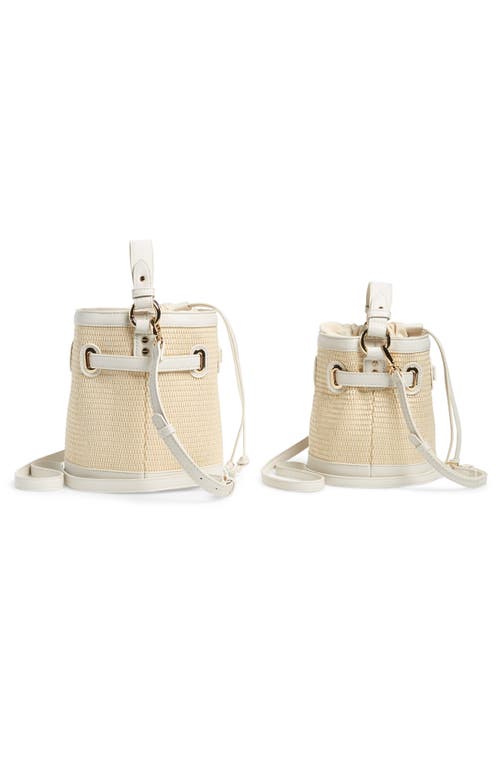 Mali + Lili Gina Set Of 2 Twinning Straw Bucket Bags In White/natural