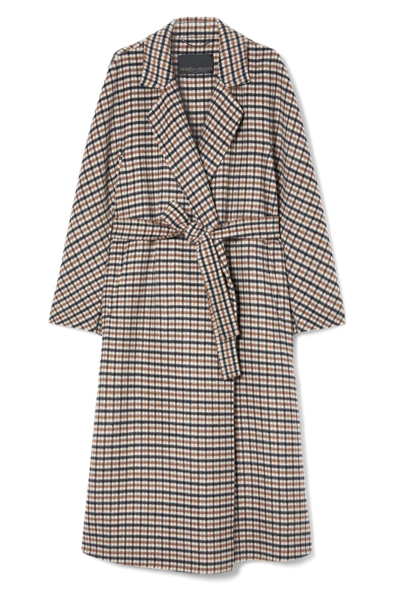 Deremi Check Wool & Mohair Blend Coat, Alternate, color, KAKI