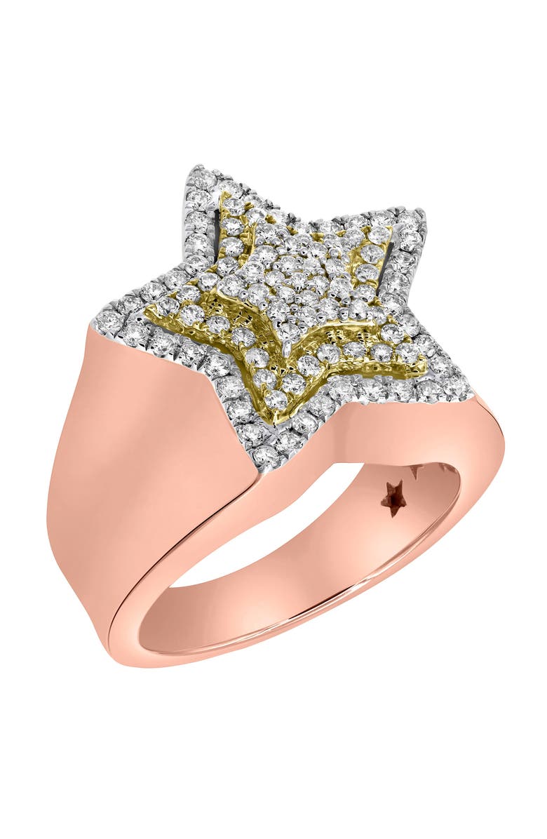 LuvMyJewelry Star Studded Bling 14K Rose Gold Two Tone Star Ring - 3 Ct, Alternate, color,