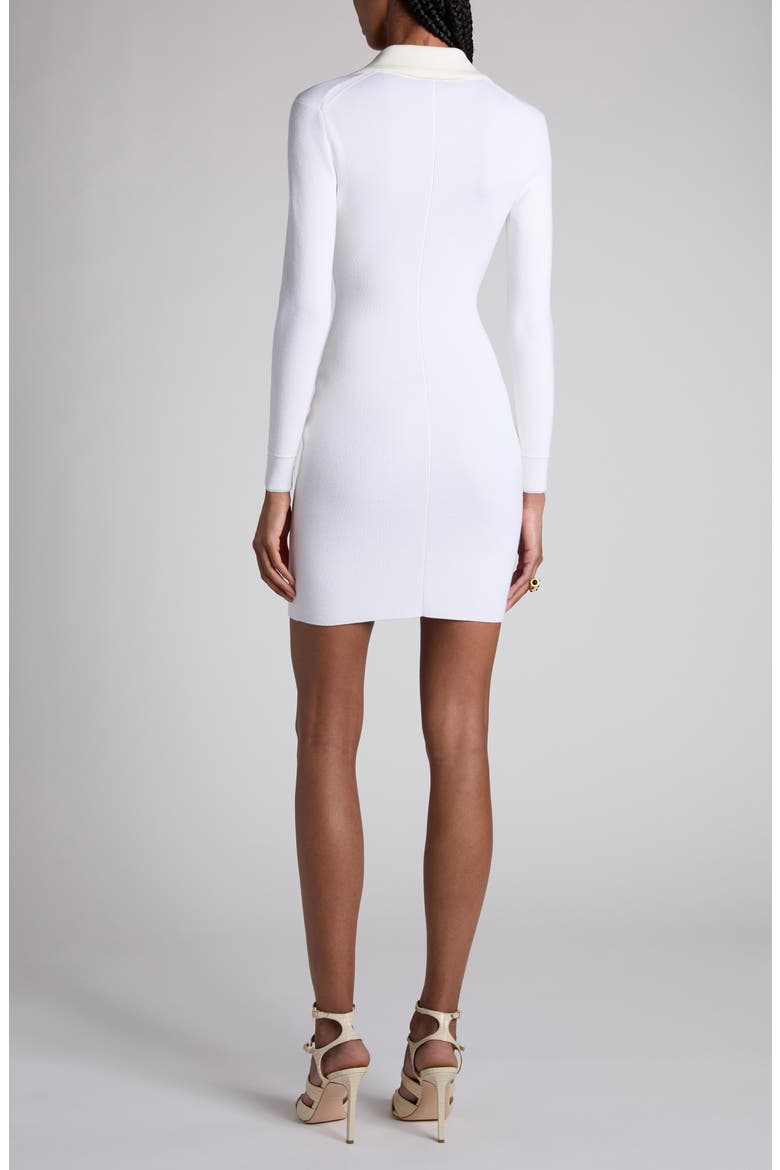 Fine Rib Merino Wool Blend Long Sleeve Minidress, Alternate, color, ECRU