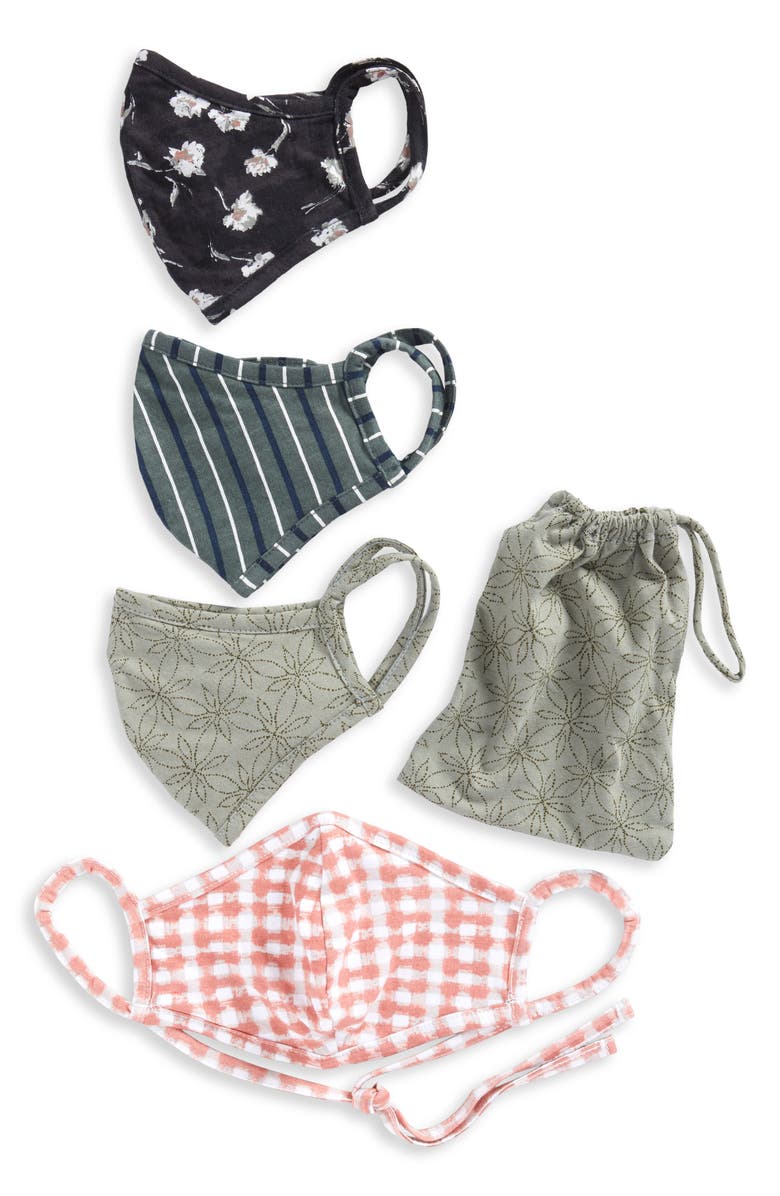 Nordstrom Assorted Print 4-Pack Adult Face Masks, Main, color,