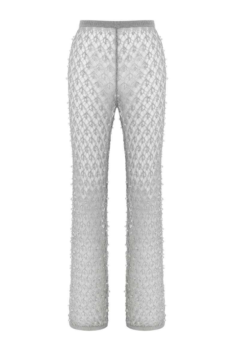 Shimmering Threaded Mesh Pants, Alternate, color, Grey