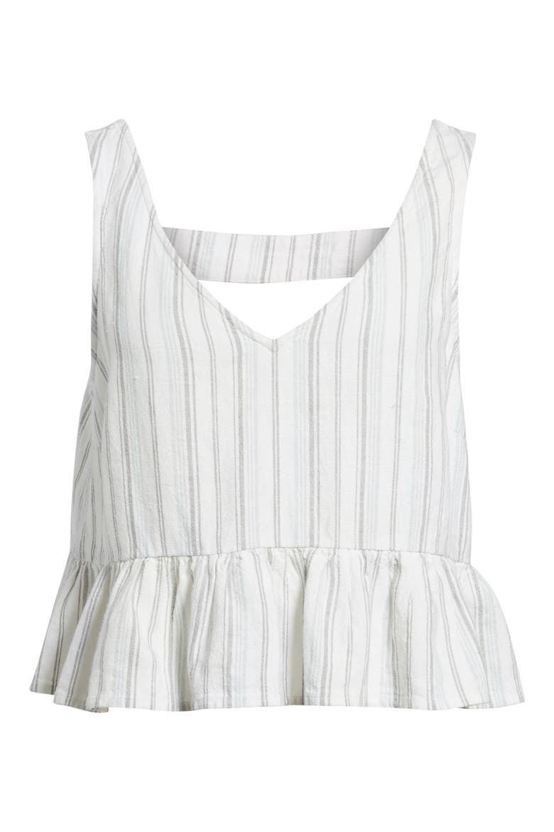 Cutout Peplum Tank Top, Alternate, color, IVORY VERIGATED LINEN STRIPE