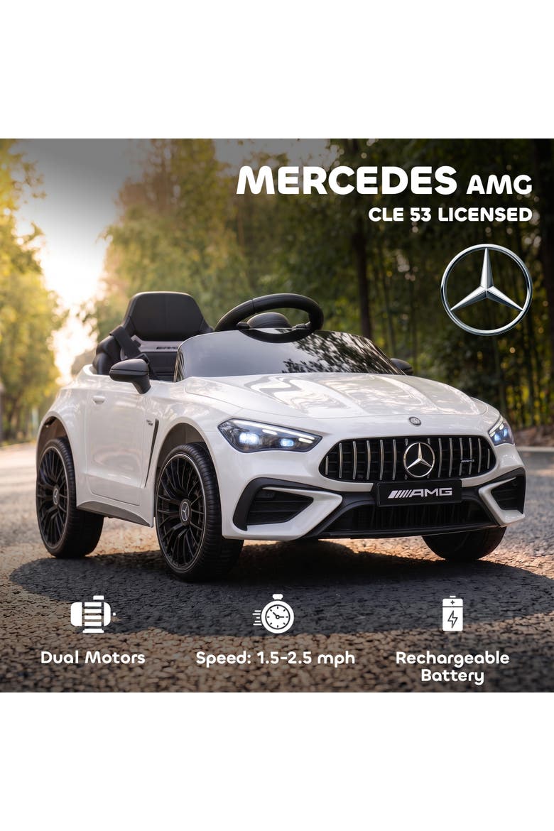 12V Mercedes AMG CLE 53 Ride-On Car, Remote Control, Black, Alternate, color, White