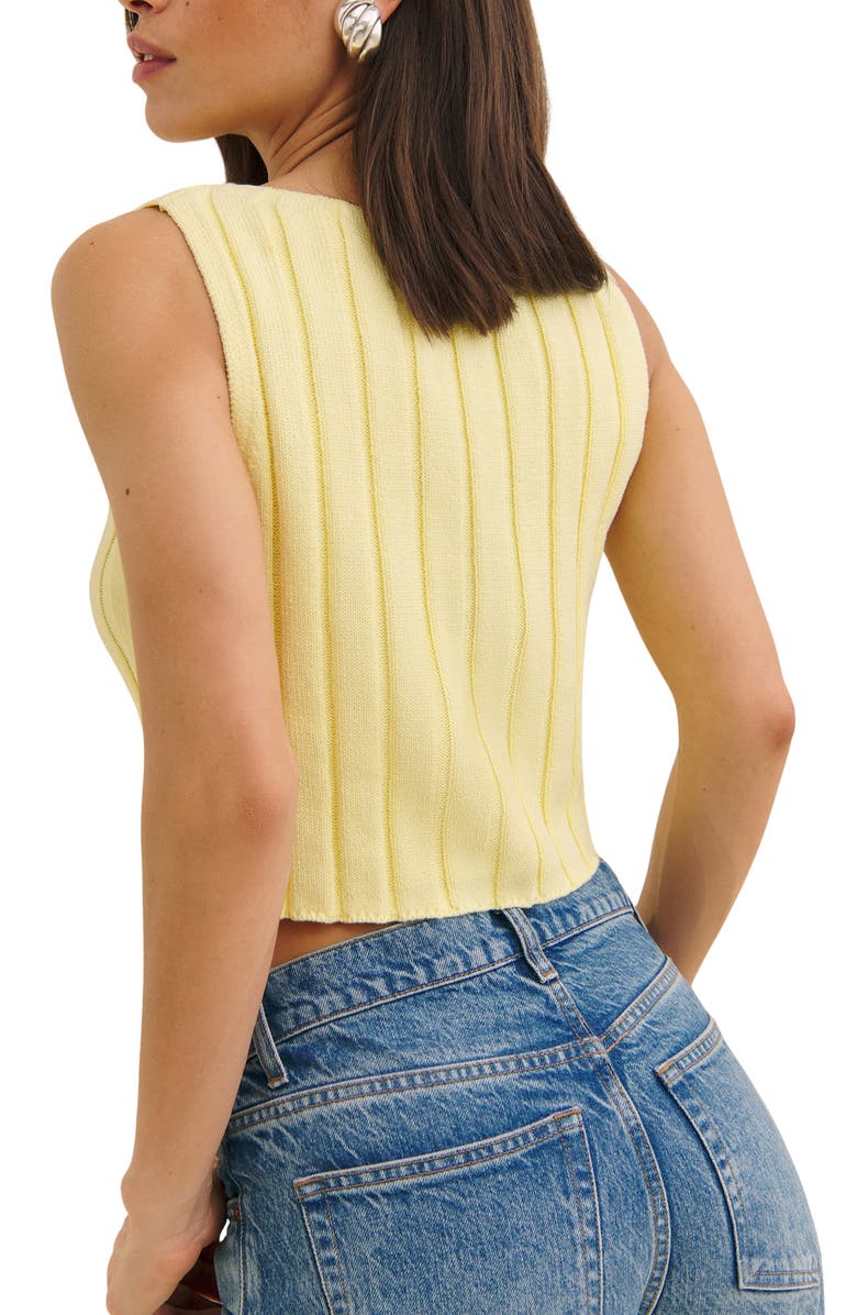 Reformation Callie Sleeveless Organic Cotton Rib Sweater, Alternate, color, Pineapple