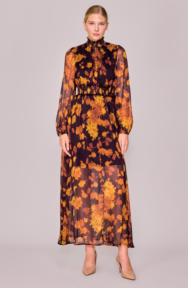 MELLODAY Floral Long Sleeve Chiffon Dress, Alternate, color,