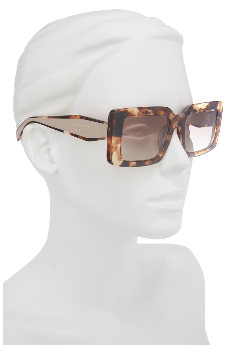 53mm Rectangular Sunglasses, Alternate, color, CARAMEL TORTOISE / BROWN