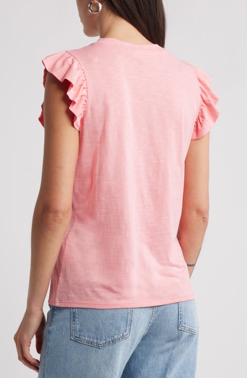 Caslonr Caslon(r) Ruffle Sleeveless Pima Cotton Top In Pink