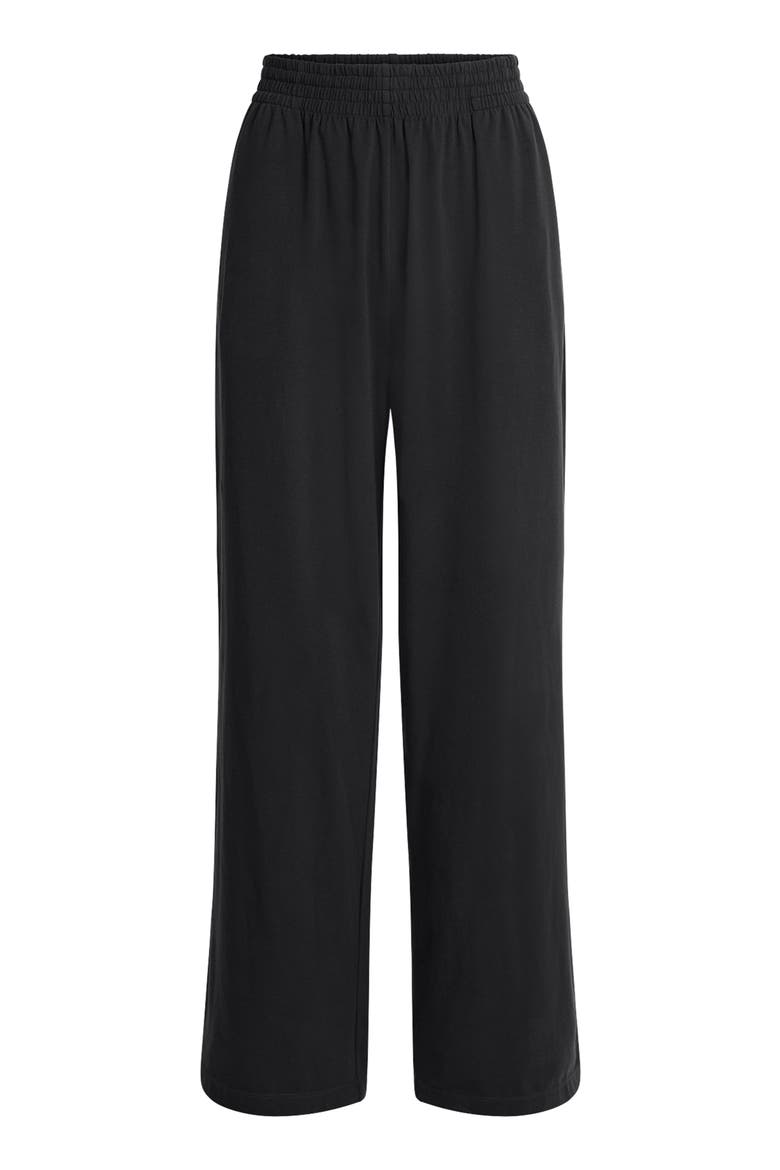 Cotton Blend Jersey Wide Leg Pants, Alternate, color, SOOT