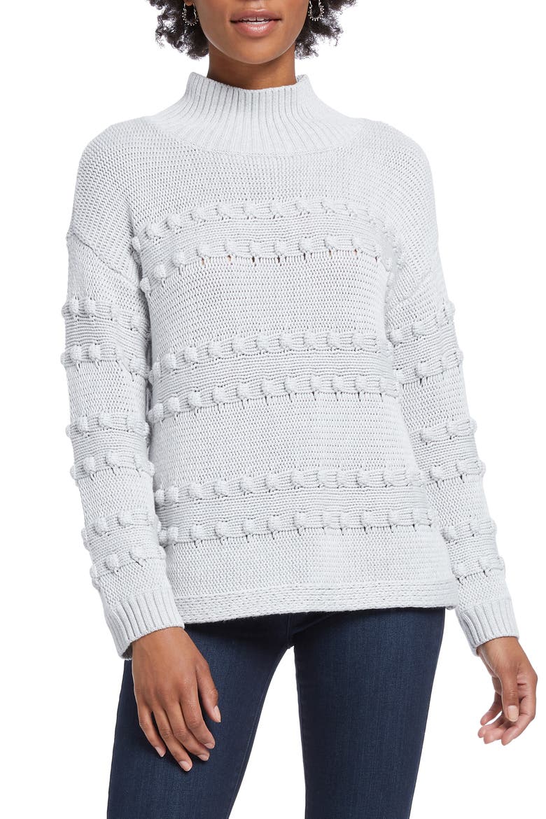 Adore A Ball Texture Stripe Turtleneck Sweater, Main, color, LIGHT GREY