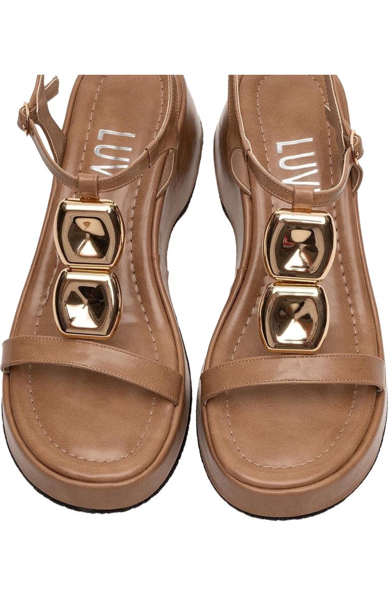 Prologue Shoes Kerry Buckle Platform Sandal, Alternate, color, Dark Beige Faux Leather