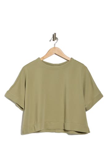 Adrianna Papell Back Button Ottoman Rib Knit Top In Green