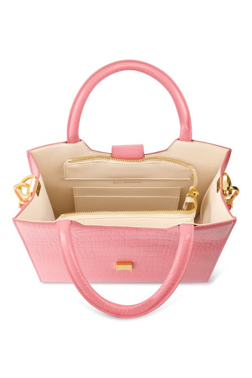 Mac Duggal Crocodile Leather Buckle Detail Medium Tote Bag In Hibiscus