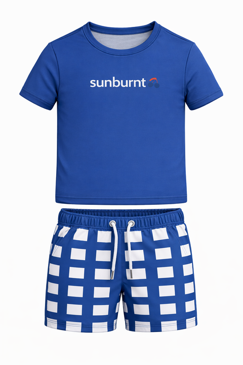 Boys Checked Two-Piece Swim Set