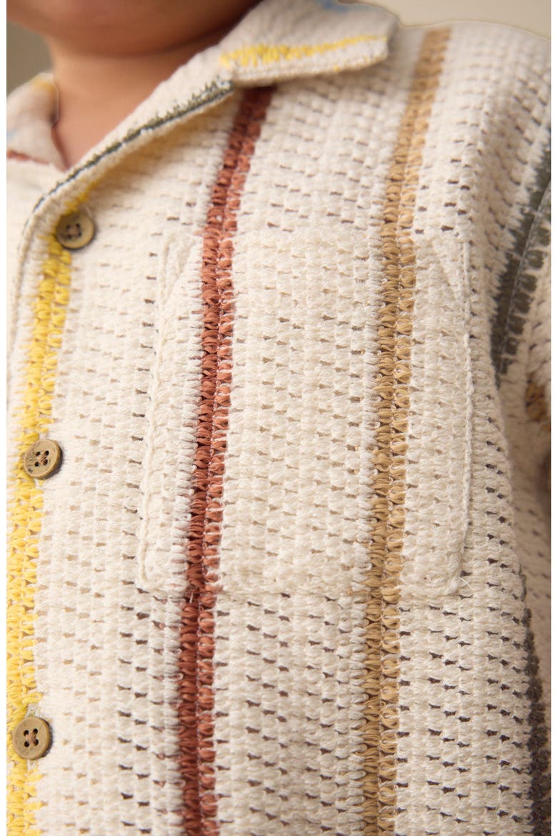 Kids' Textured Stripe Camp Shirt, Alternate, color, NEUTRAL