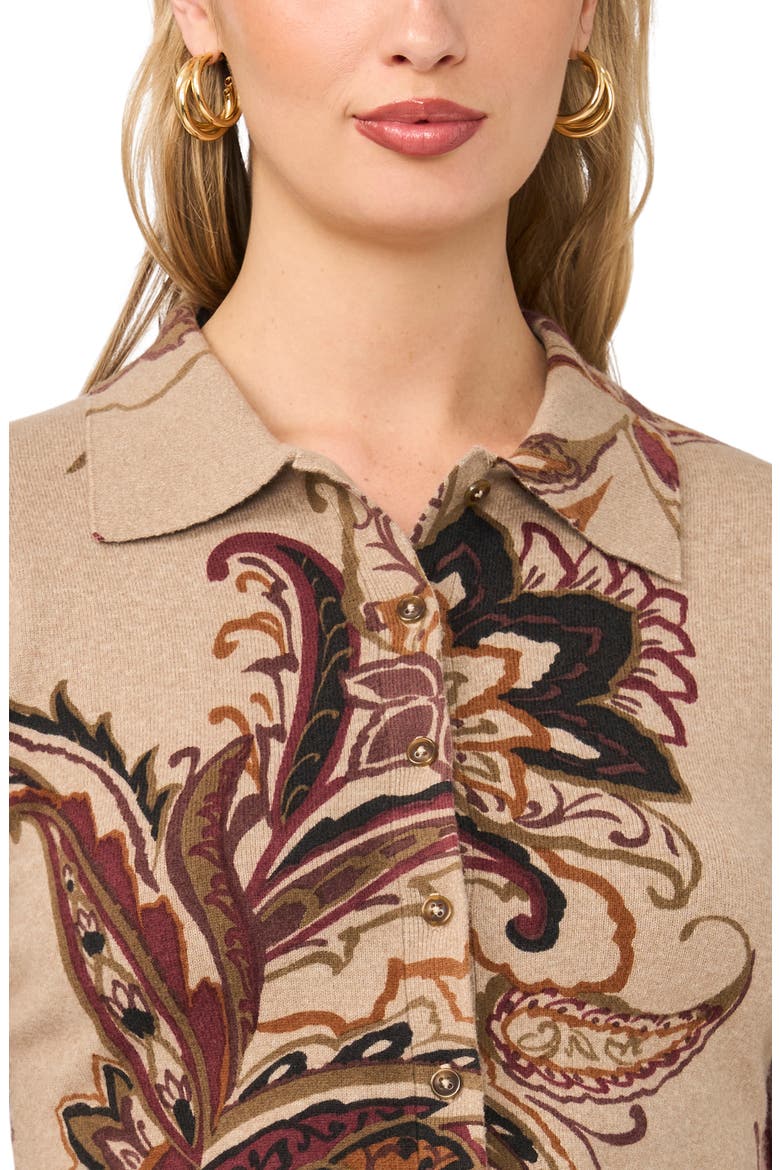 Floral Cardigan, Alternate, color, WOODEN
