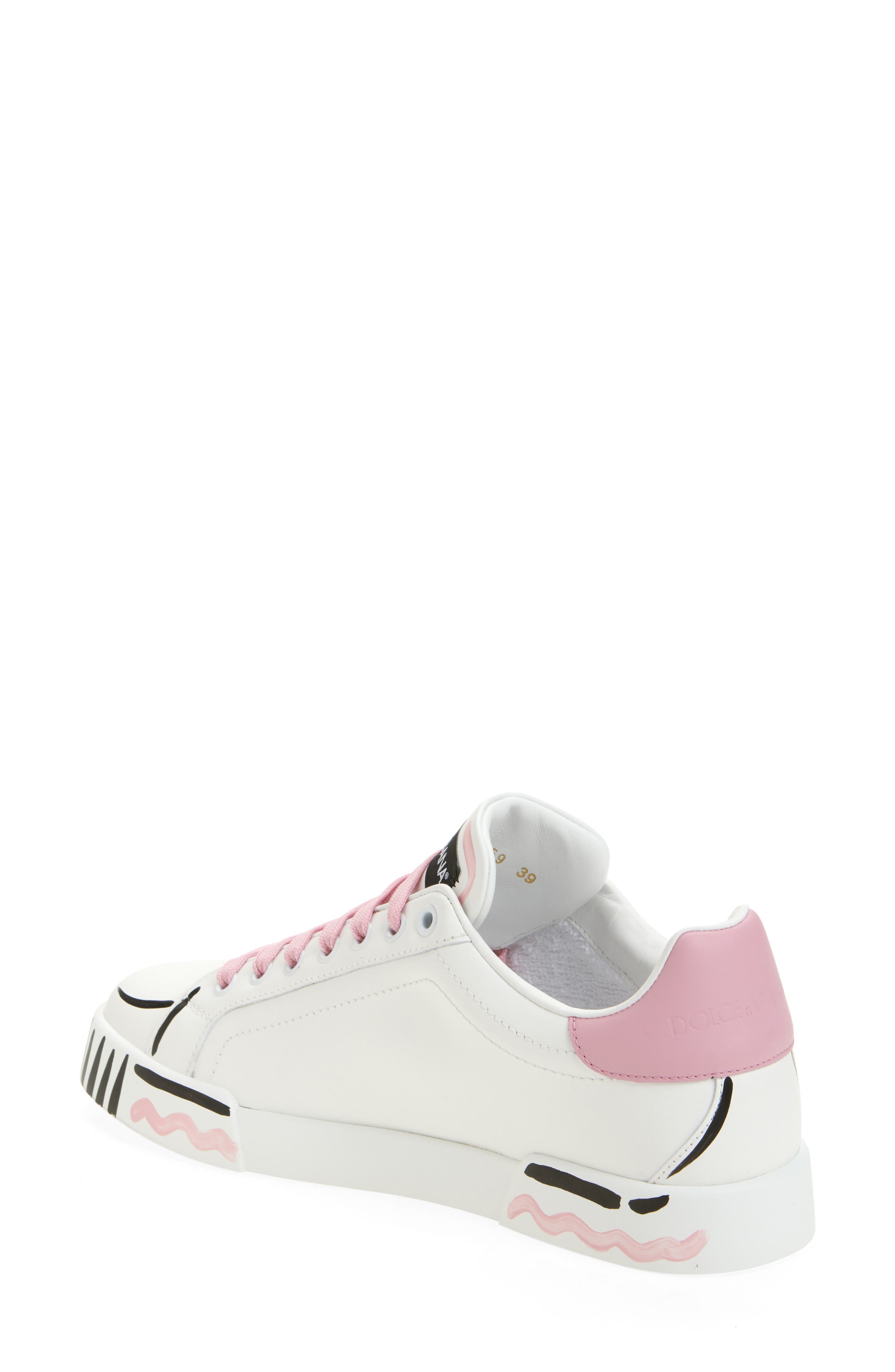 Dolce&Gabbana Portofino Light Strobel Sneaker, Alternate, color, Bianco/ Rosa Baby