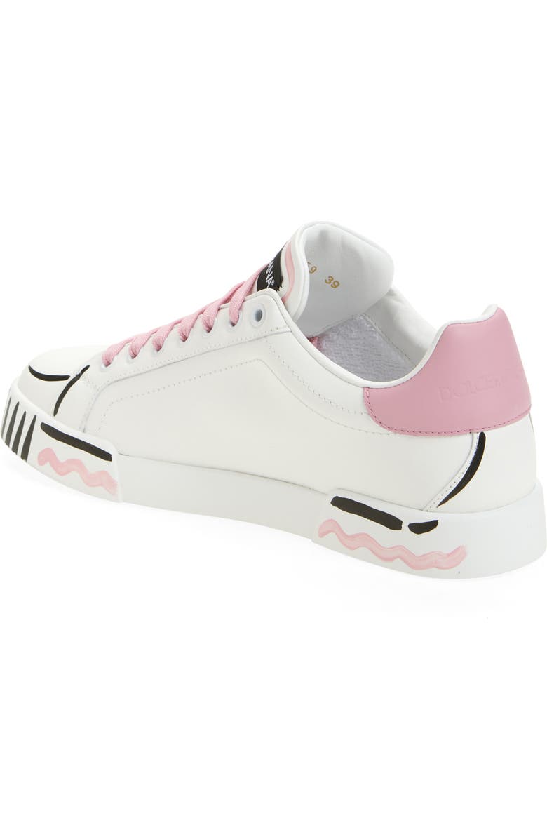 Dolce&Gabbana Portofino Light Strobel Sneaker, Alternate, color, Bianco/ Rosa Baby