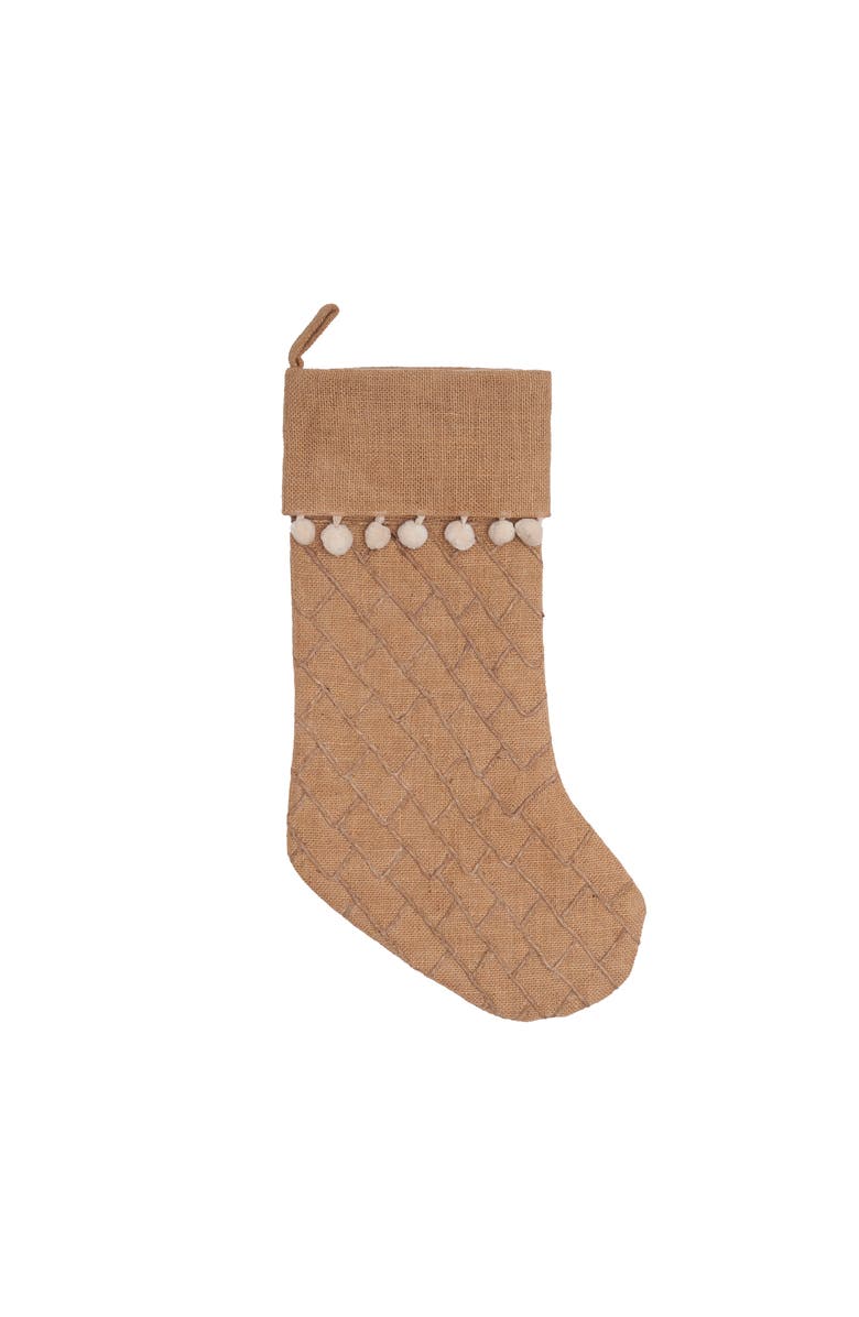 C&F Home Burlap Textured Hanging Christmas Stocking 20", Main, color, Brown