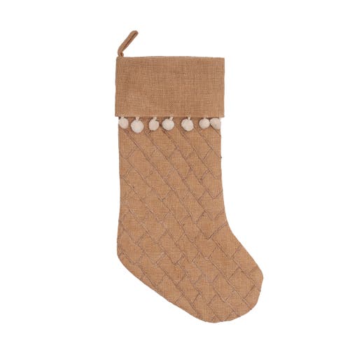 C & F Home C&f Home Burlap Textured Hanging Christmas Stocking 20" In Brown