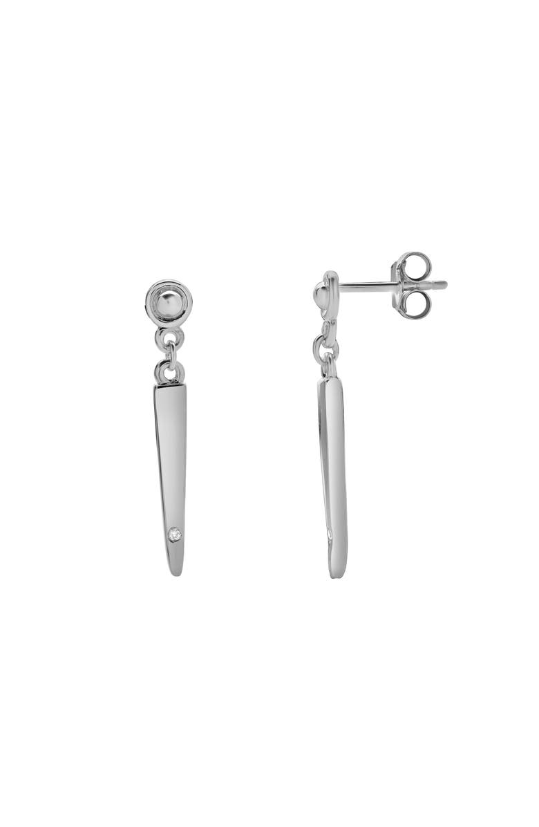 LuvMyJewelry Elvara Sterling Silver 0.02 Ct Natural Diamond Minimal Drop Earrings, Alternate, color, 925 Sterling Silver