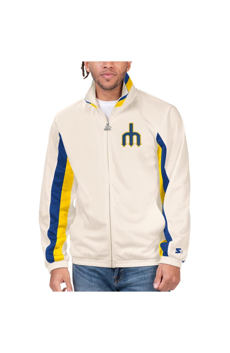 STARTER Men's Starter Cream Seattle Mariners Rebound Cooperstown Collection Full-Zip Track Jacket, Main, color, 