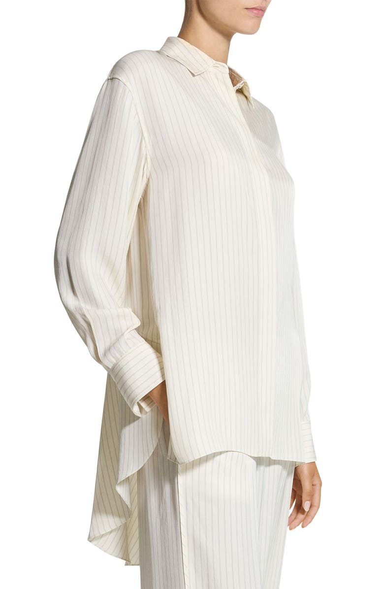 Theory Stripe High-Low Button-Up Shirt, Alternate, color, Rice Multi