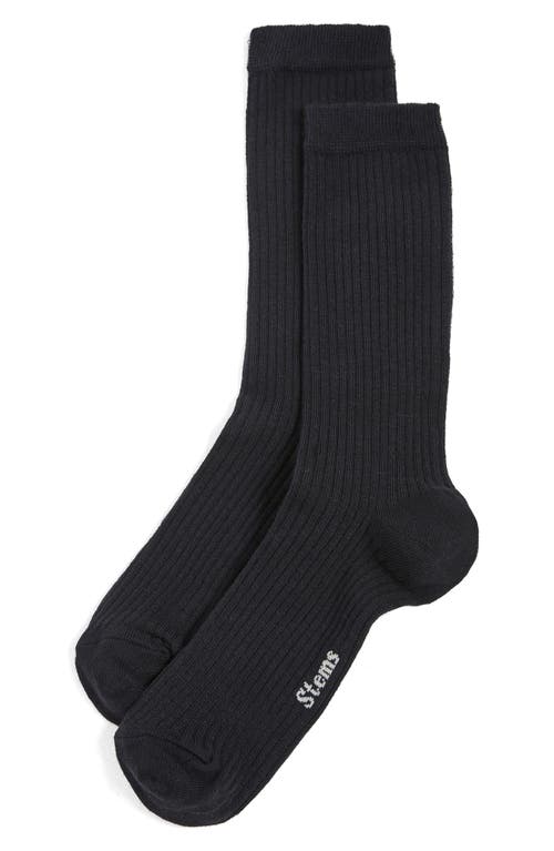 Stems Cotton & Cashmere Blend Crew Socks in Black 