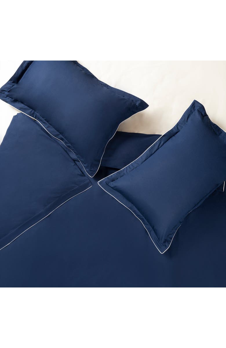 Zsa Zsa Zsu Brito Piping 200 Tc Percale King Size 100% Cotton Duvet Cover Set 94X87 In, Main, color, Navy