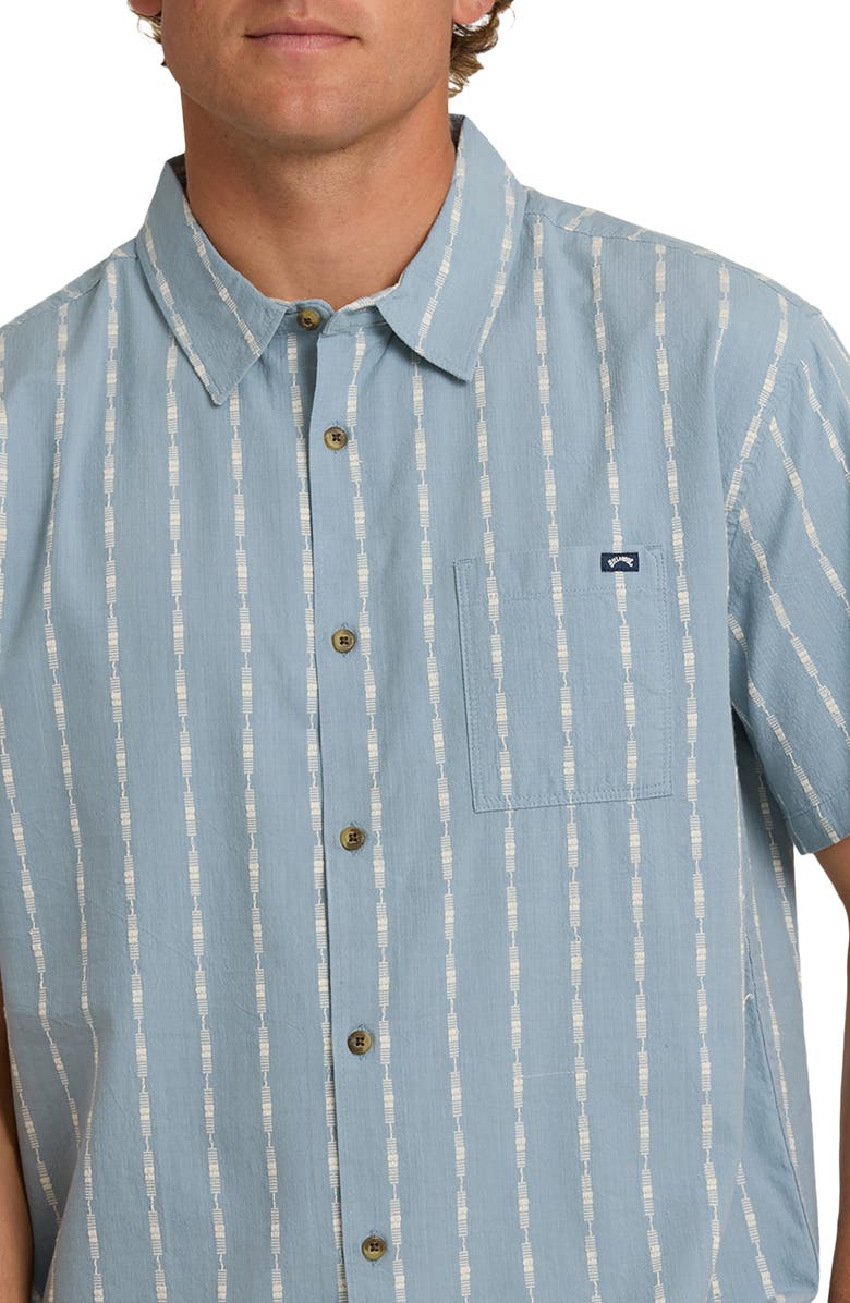 Billabong Sundays Stripe Jacquard Short Sleeve Cotton Button-Up Shirt, Alternate, color, Blue Fog