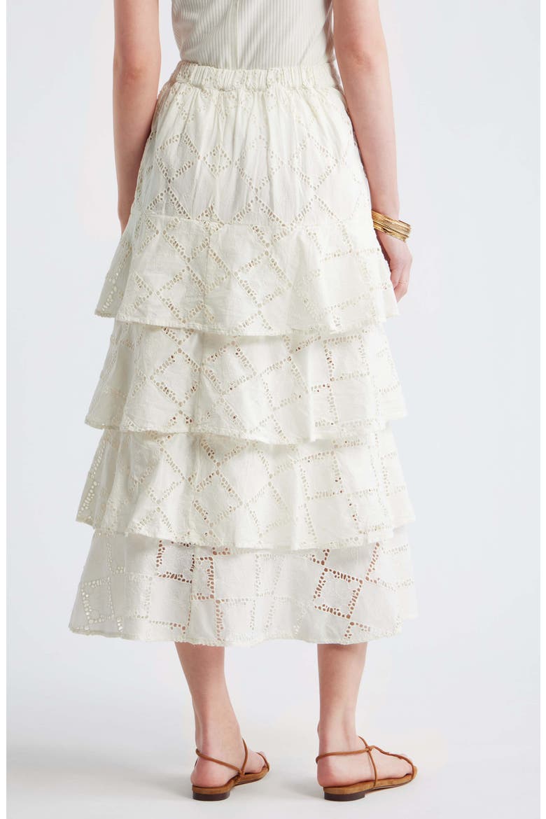 Tiered Eyelet Embroidered Maxi Skirt, Alternate, color, IVORY EGRET