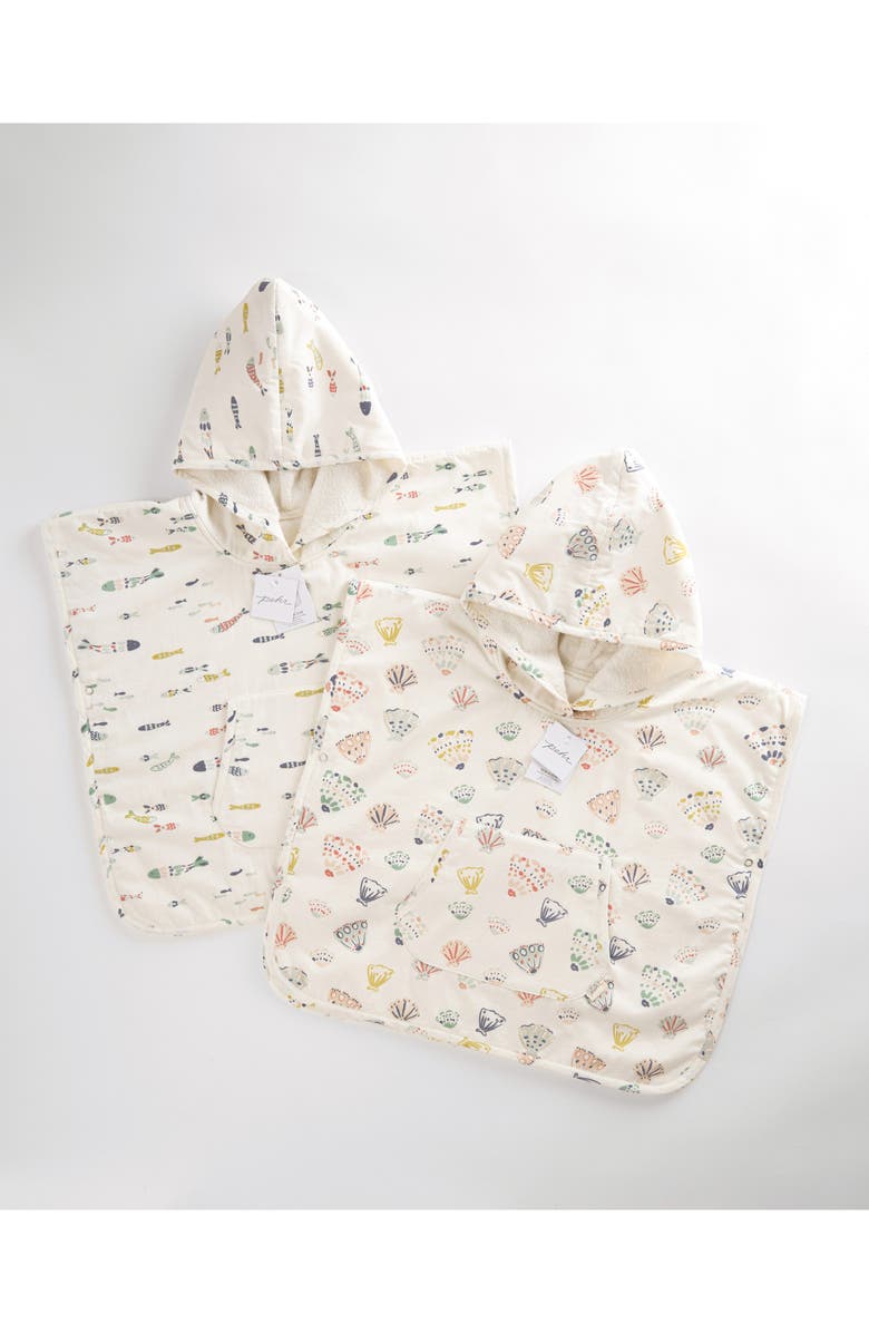 Pehr Seashell Saltwater Organic Cotton Hooded Towel Poncho, Alternate, color, 