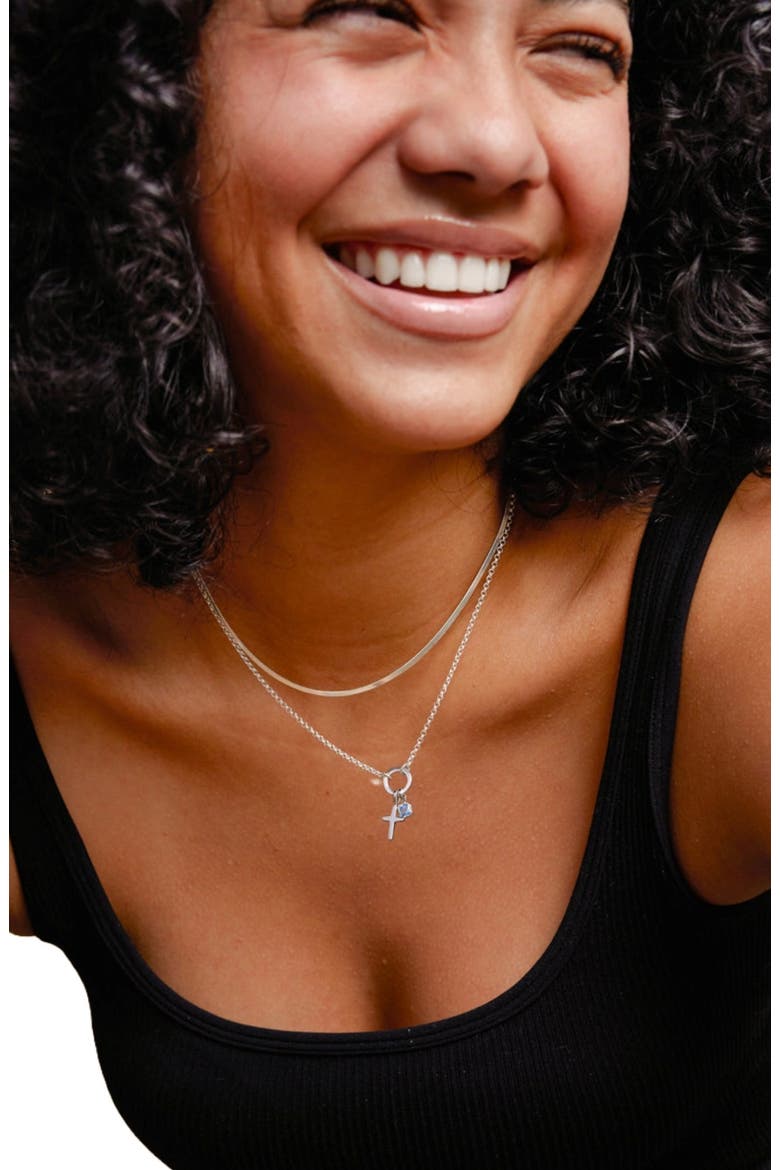 Rolo Charm Necklace with CZ Link Lock, Alternate, color, Gold Filled With CZ Link Lock