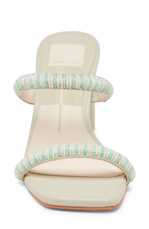 Dolce Vita Nolah Mint Multi Beaded High Heel Slide Sandals In Mint Multi Beads
