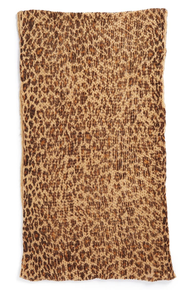 Leopard Knit Infinity Scarf, Alternate, color, BROWN