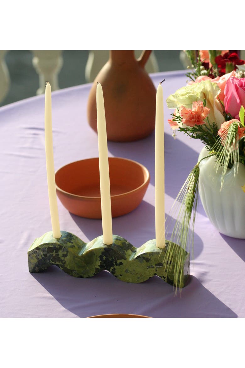 Wavy Gemstone Candelabra, Alternate, color, Serpentine Green