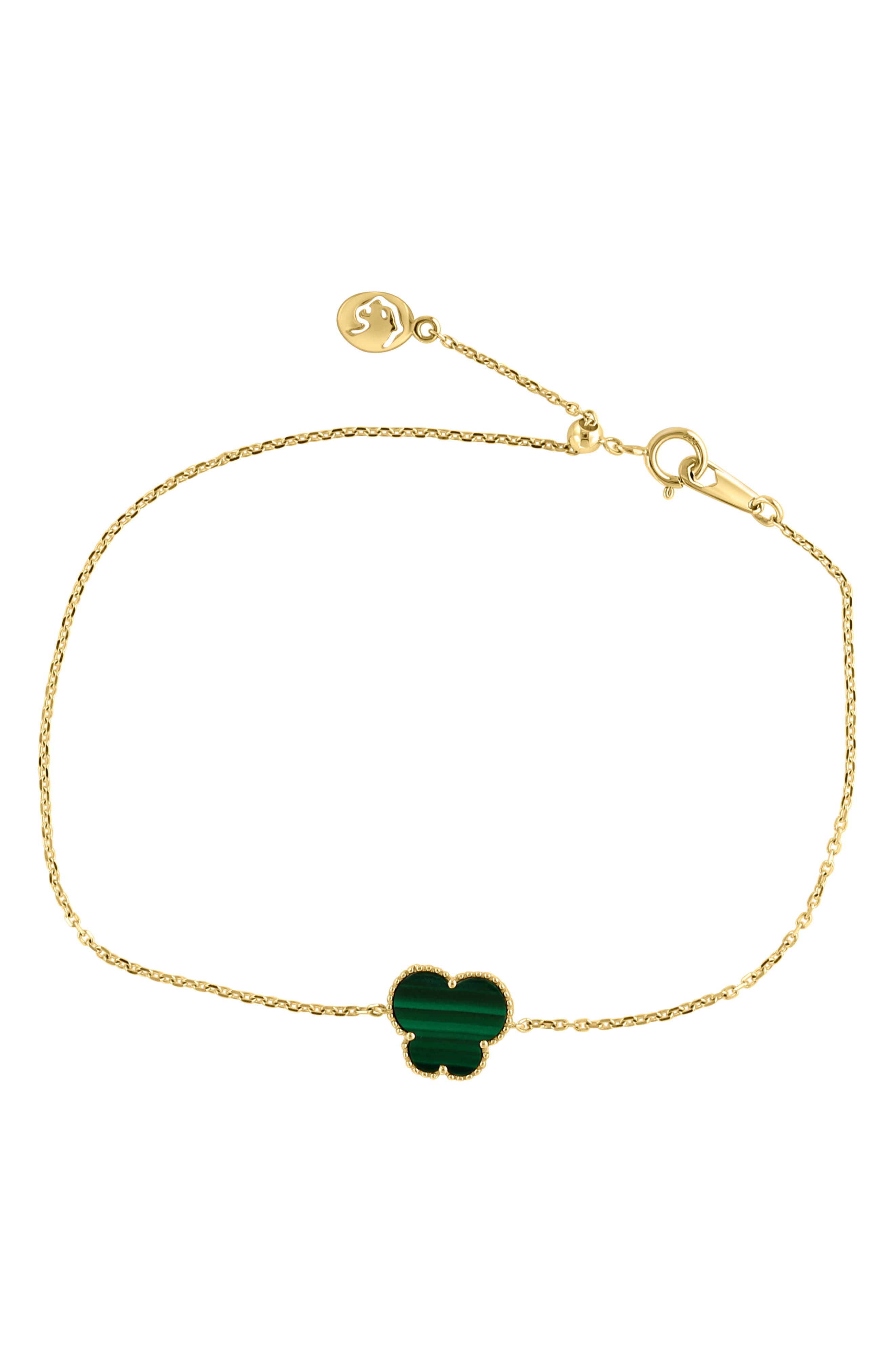 EFFY 14K Yellow Gold Malachite Clover Bracelet