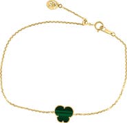 EFFY 14K Yellow Gold Malachite Clover Bracelet