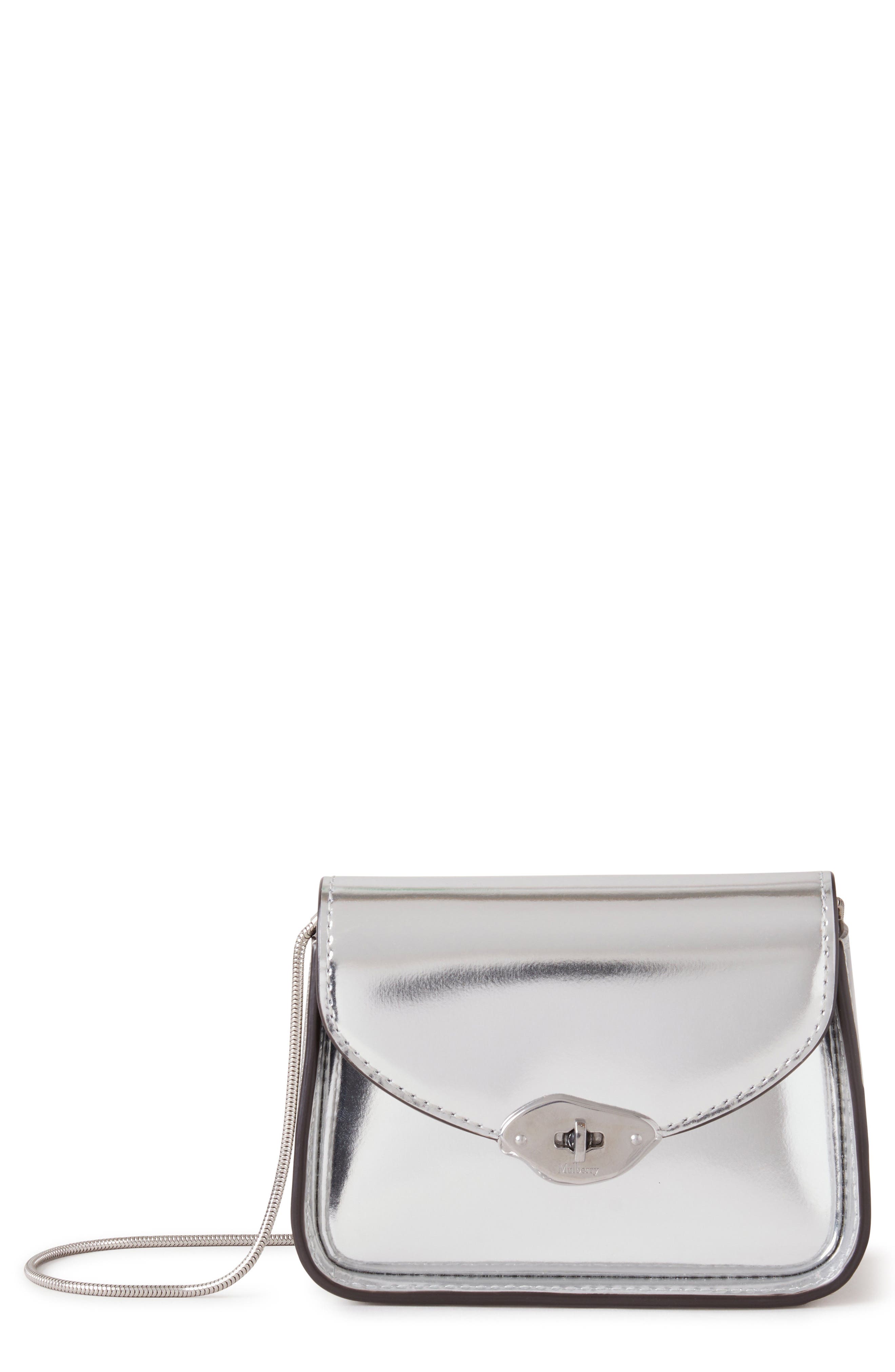 Mini Lana Metallic Leather Crossbody Bag, Main, color, SILVER