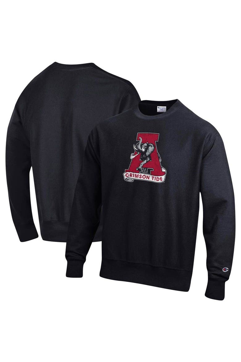 Men's Champion Black Alabama Crimson Tide Vault Logo Reverse Weave Pullover Sweatshirt, Main, color, Black