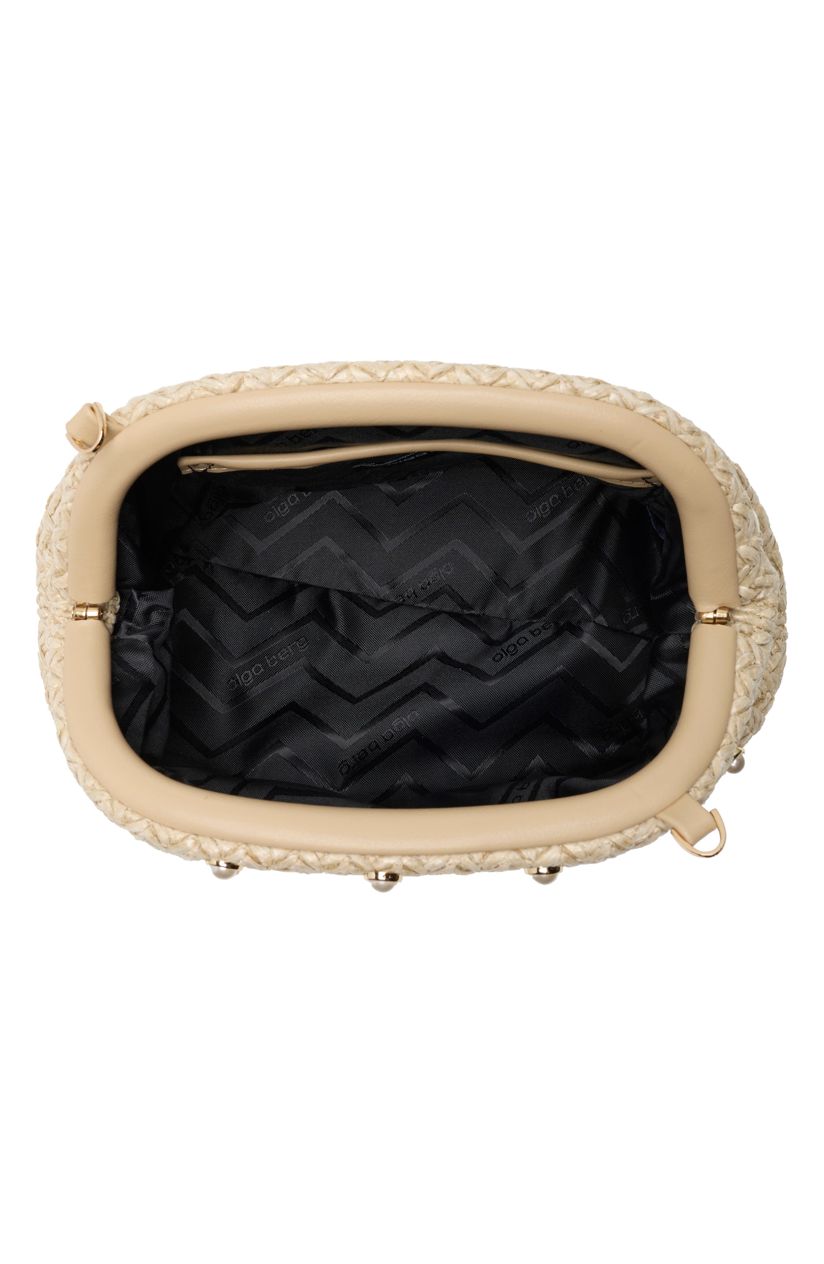 Olga Berg Kaia Studded Woven Clutch, Alternate, color, Natural