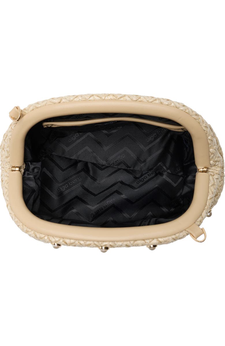 Olga Berg Kaia Studded Woven Clutch, Alternate, color, Natural