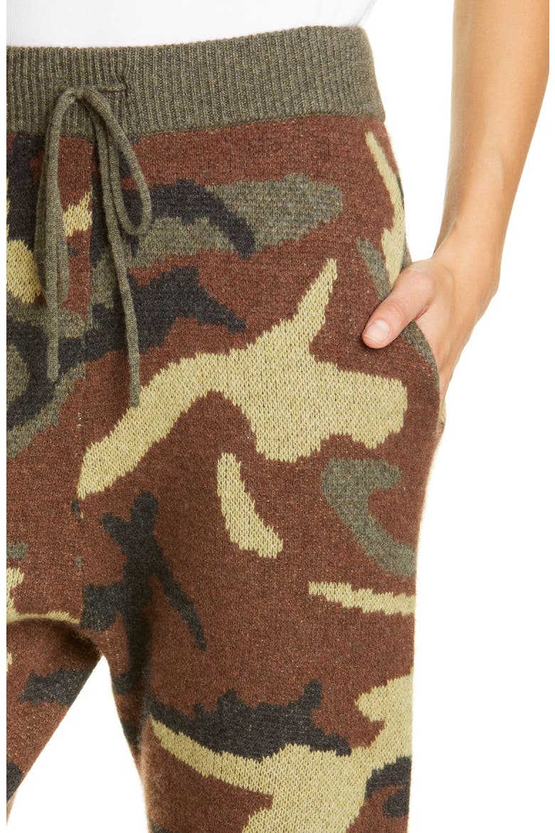 Camo Jacquard Cashmere Sweater Pants, Alternate, color, CAMO