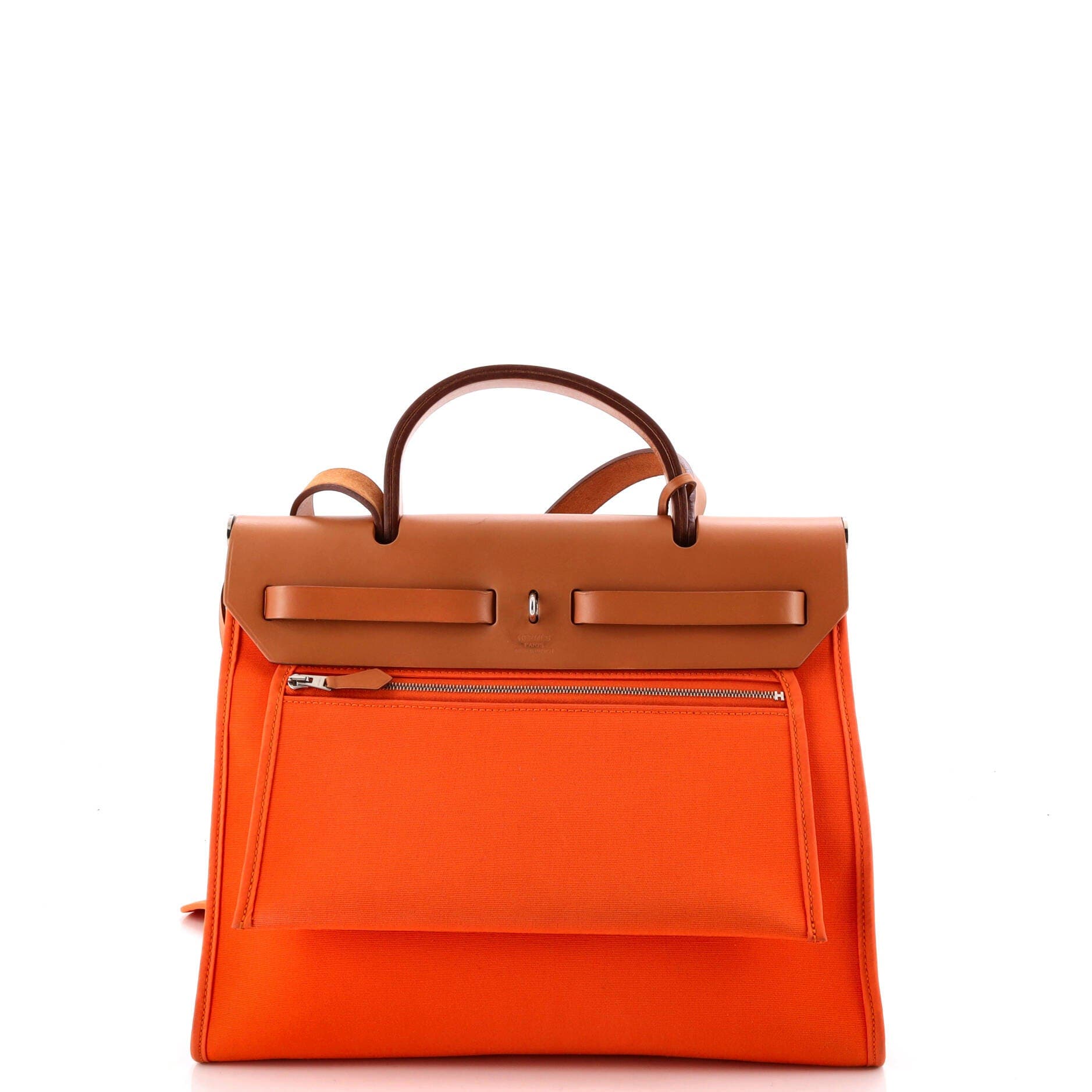 Herbag Zip Leather and Toile 31, Alternate, color, Orange