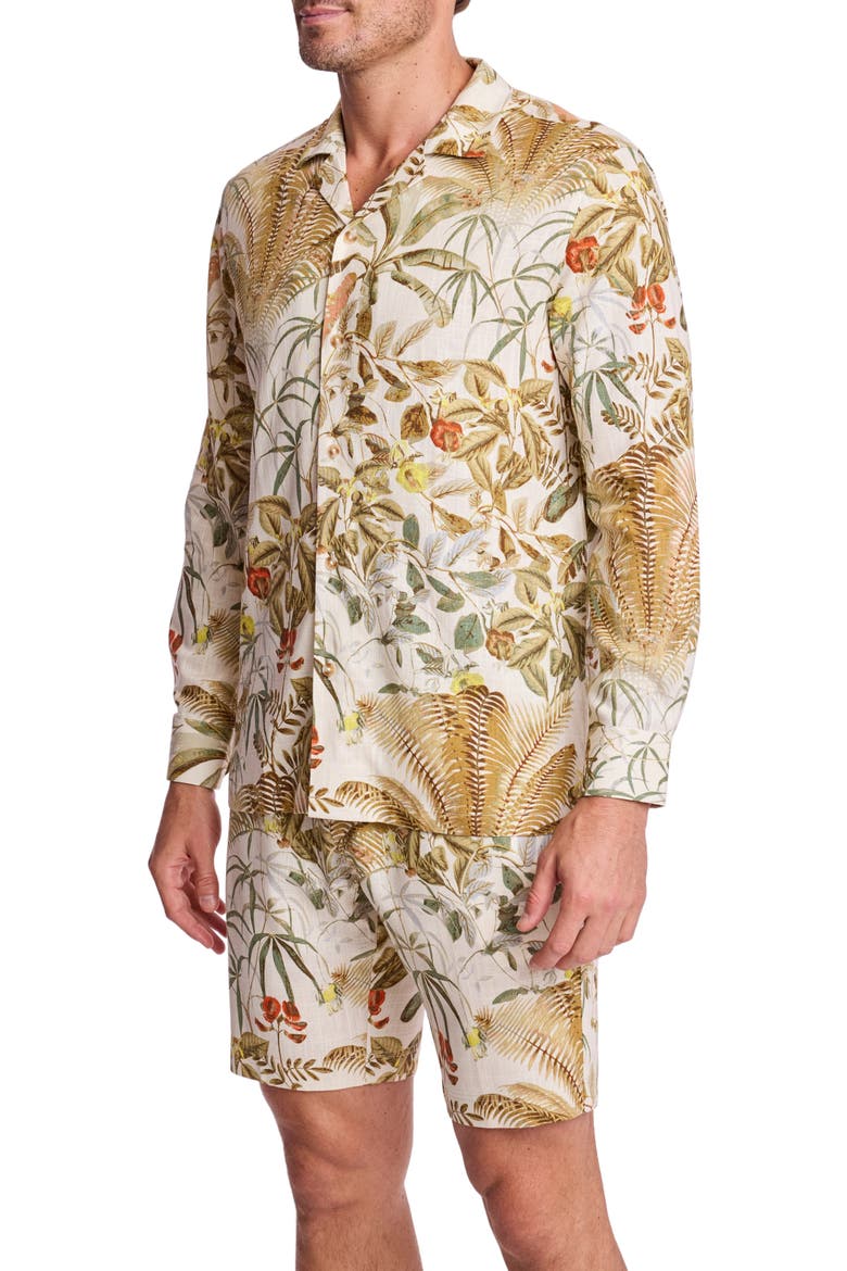 Parker Trim Fit Linen Blend Button-Up Shirt, Alternate, color, PALM SPRINGS