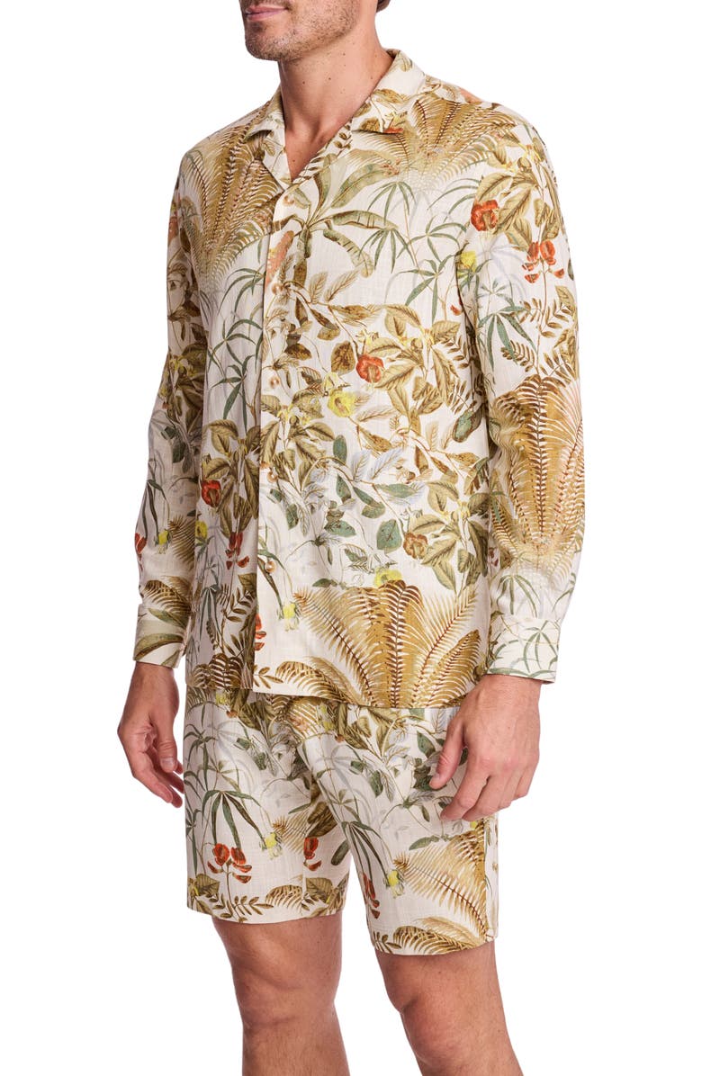 PAISLEY & GRAY Parker Trim Fit Linen Blend Button-Up Shirt, Alternate, color, Palm Springs