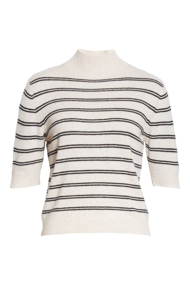 Stripe Wool & Cashmere Crop Sweater, Alternate, color, OATMEAL HEATHER MULTI